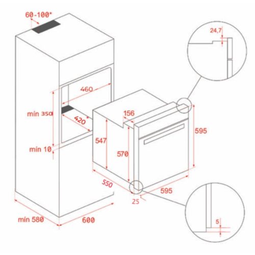 Kích thước lò nướng điện TEKA HCB 6165 SS 111020098