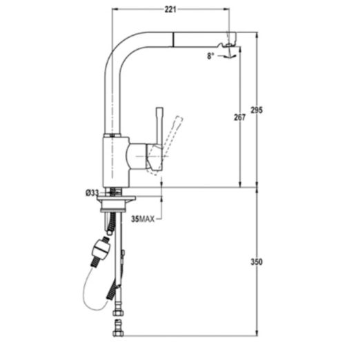 Kích thước vòi rửa TEKA ARK pull out 116030079